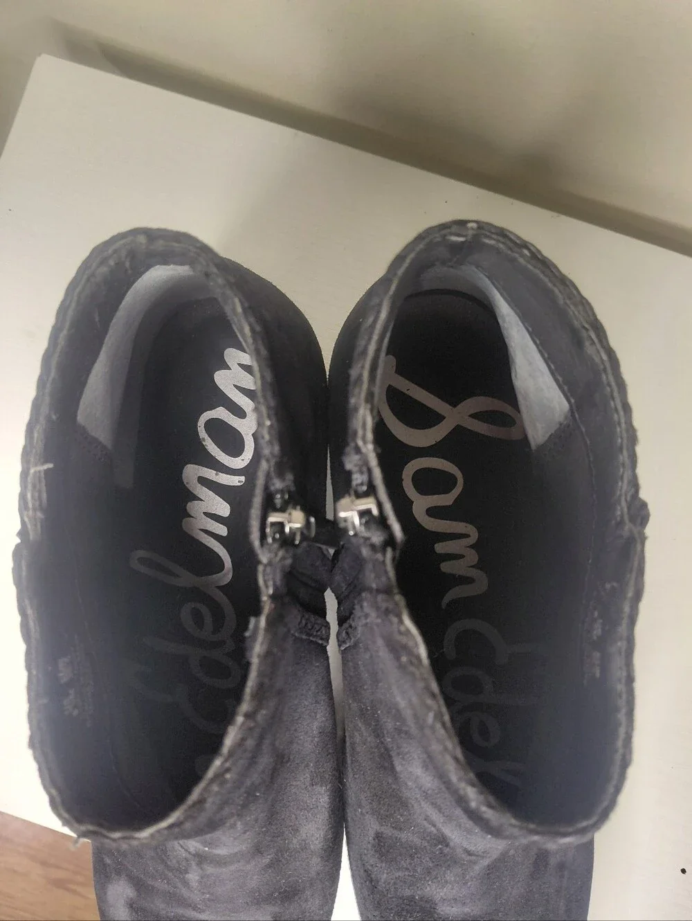 Sam Edelman Fringed Black Suede Ankle Booties Size 9.5